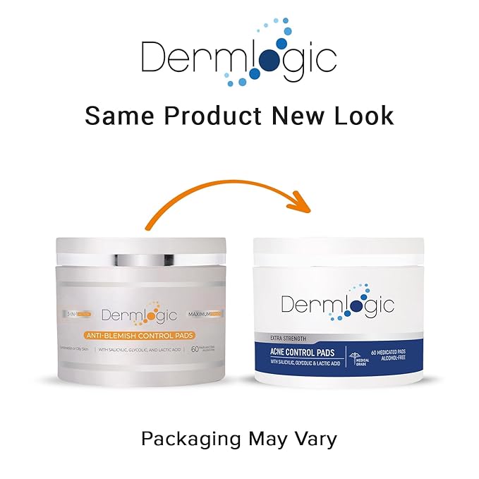 Acne Treatment Pads-Contains Glycolic, Lactic, Salicylic Acid. Eliminates Oily Skin, Clogged Pores & Cystic Breakouts. Removes Dark Spots, Whitehead & Blackhead Pimples for Face & Body.