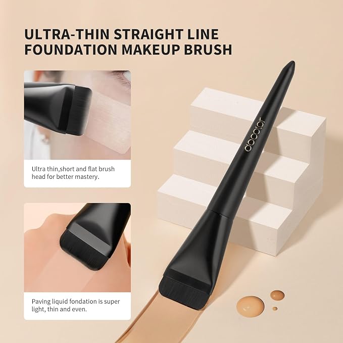 docolor Flat Foundation Brush Korean Makeup Brush Liquid Makeup Brush Premium Makeup Face Brush for Blending, Cream, Thin Foundation Brush Makeup Tool Face Foundation Flat Brush,Black