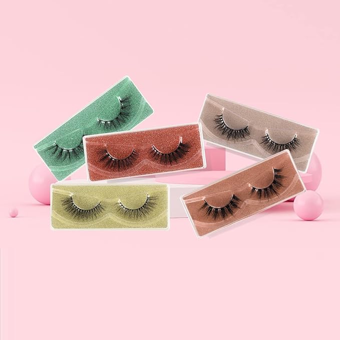 Lashes Bulk 30 Pair Wholesale Short Natural Lash Fluffy Mink Eyelashes 15mm Faux Mink False Lash 16mm Cat Eye Fake Eyelash Soft 14mm Wispy Strip Eye Lashes with Individual Portable Lash Pack