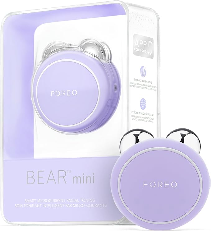FOREO Bear mini App-Connected Microcurrent Facial Toning Device with 3 Intensities, Lavender