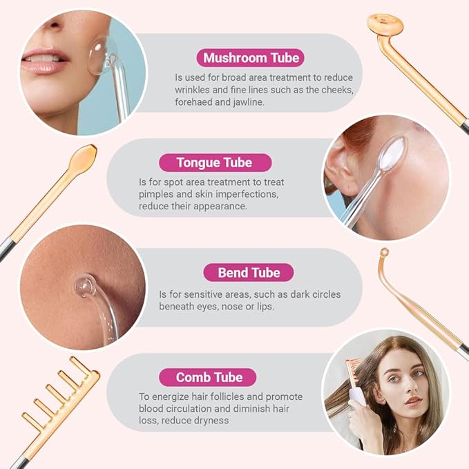 Wireless Lift Wand Professional High Frequency Facial Wand Machine Includes 4 Electrodes,Therapy Wand - Xenon Gas Diminish Wrinkles, Scars, Dark Circles, Breakthrough Device for Beauty (Black)