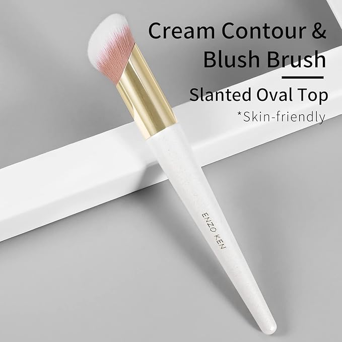 Angled Foundation Brush for Liquid Makeup, Cream Contour Brush for Cream Makeup, Liquid Foundation Brush, Liquid Foundation Makeup Brushes for Liquid Foundation. (White, 161L)