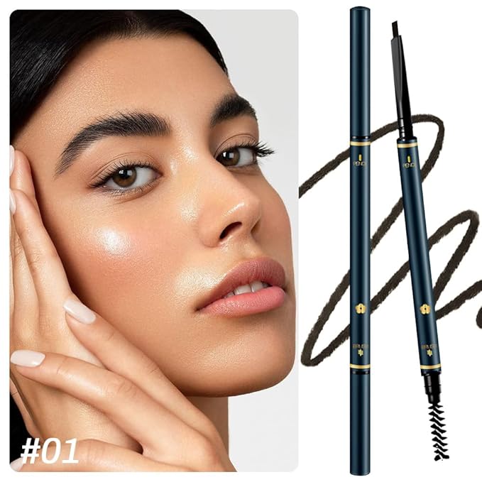 5 Pcs Eyebrow Pencils for Women, Waterproof Professional Makeup Micro Brow Pencil, Black Brow Kit with Eyebrow Brush, Ultra-Fine Mechanical Pencil, Vegan&Cruelty-Free (C01#Black)