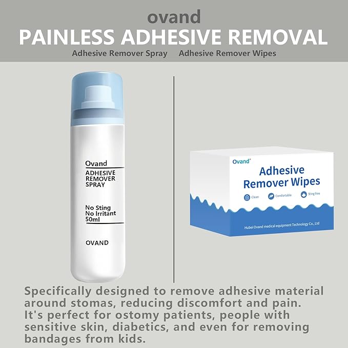 Adhesive Remover Spray,No Sting Medical Adhesive Remover for Skin,Ideal for Ostomy Patients,Sensitive Skin and Bandage Removal,Alcohol Free,50 ml