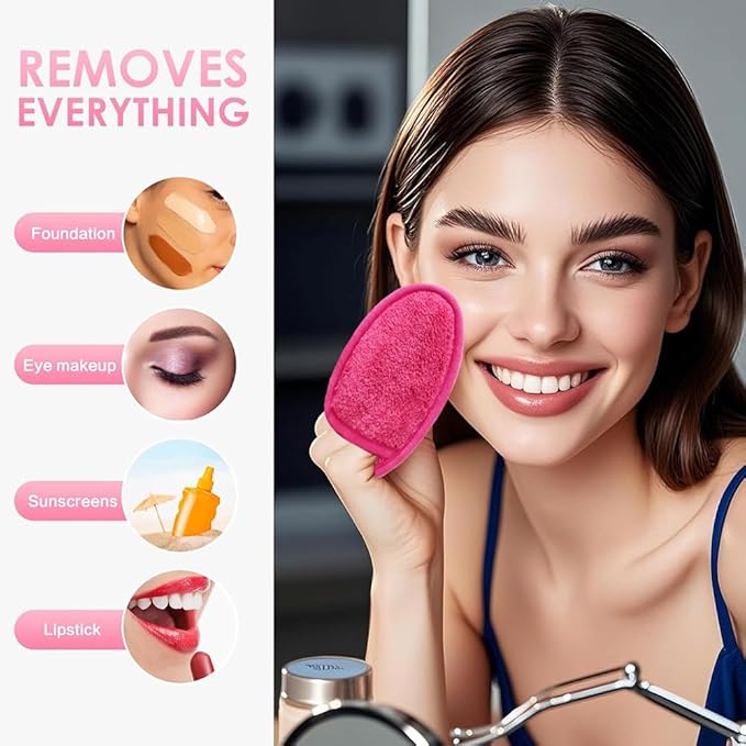 Reusable Makeup Remover Pads Soft Makeup Remover Cloths Washable Facial Makeup Cleansing Pads for Face,Lip,Eyes 12PCS