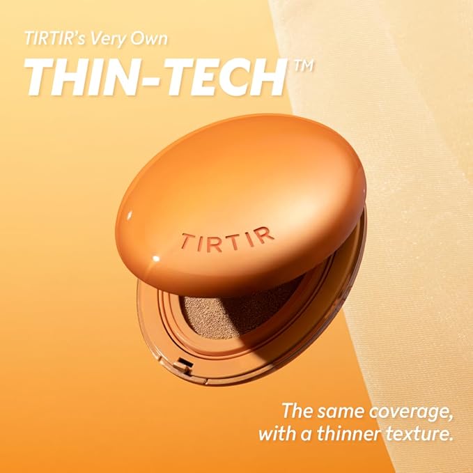 TIRTIR Mask Fit Ai Filter Cushion Foundation | AI-Like Semi-Matte Finish - Up to 72-Hour Medium to Full Coverage Korean BB Cushion Make up Beauty, #45W Chestnut, 0.63 Fl Oz