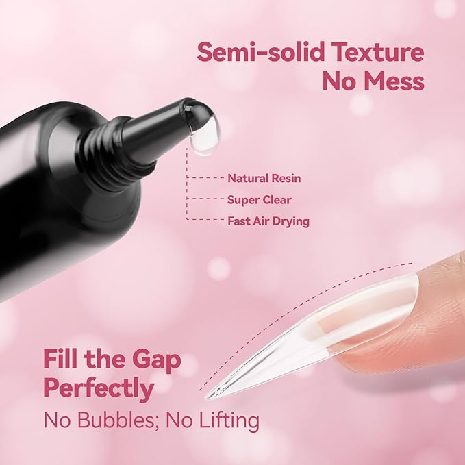 Makartt Hema-Free Semi Solid Nail Glue, New Super Strong Nail Glue for Press On Nails, No UV/Led Lamp Needed, Quick Drying 20s, Fake Tips Adhesion, Upgraded Nail Glues DIY Home Salon Manicure 10ml