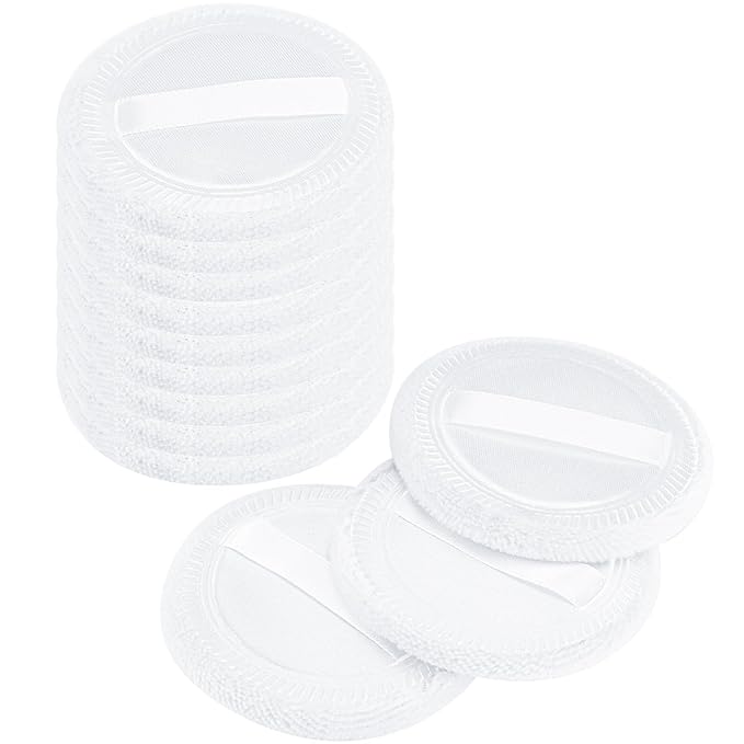 Senkary 12 Pieces Powder Puffs Cotton Round Makeup Pads Soft Face Compact Puffs for Loose Setting Pressed Powder, 2.36 Inch (White)