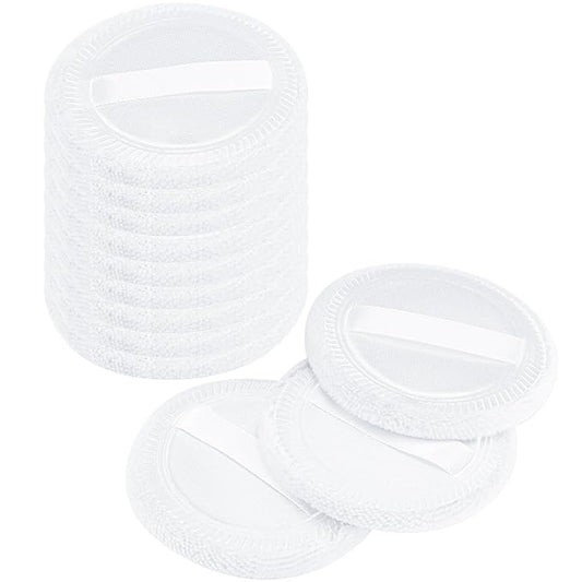 Senkary 12 Pieces Powder Puffs Cotton Round Makeup Pads Soft Face Compact Puffs for Loose Setting Pressed Powder, 2.36 Inch (White)