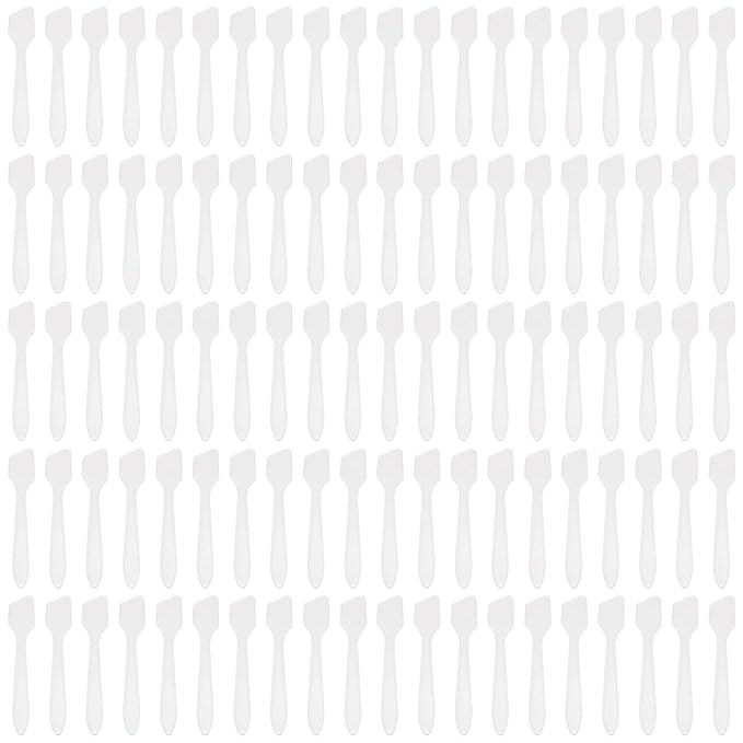 SumDirect Mini Spatula 500 PCS Face Spatula Cosmetic Spatula Frosted Clear Disposable Plastic Makeup Spatulas Mini