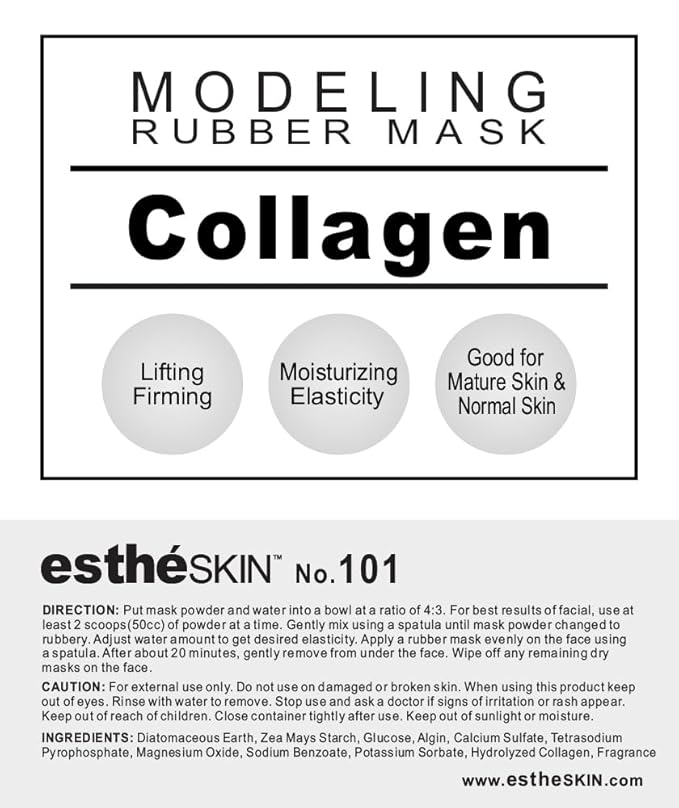 Peel Off Type Modeling Mask for Facial, Skin Care, Professional Size, 35oz (2.2Pound) 1kg, 1 pack with 3pcs Mixing Bowl Set (101.Collagen)