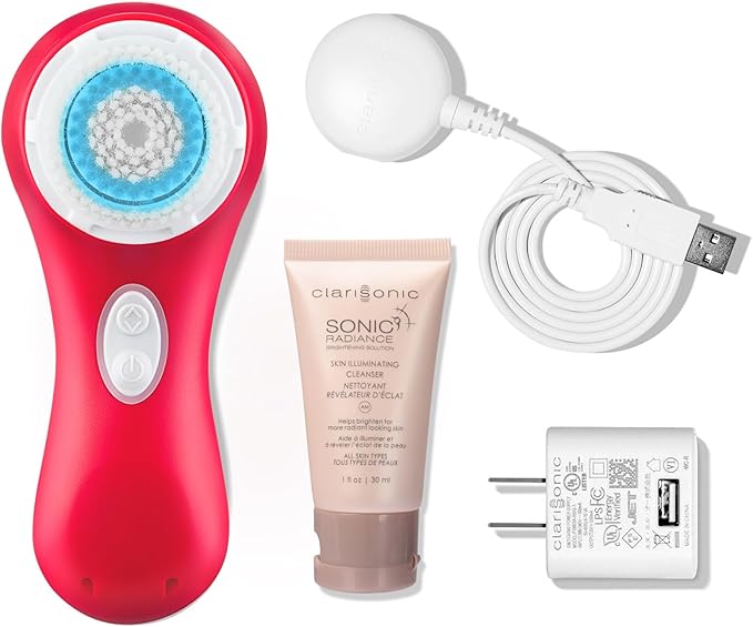 Clarisonic Mia 2 Facial Cleansing Brush, 2 Speed Sonic System, Red