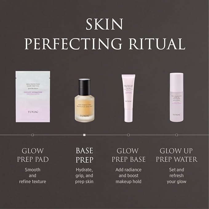 YUNJAC Base Prep Korean Primer (1.35 fl oz) – Silicone-Free Grip Makeup Base, Serum Texture for Radiant Skin, Long-Lasting Glow with Rice Ferment, Ceramide, Niacinamide, Squalane