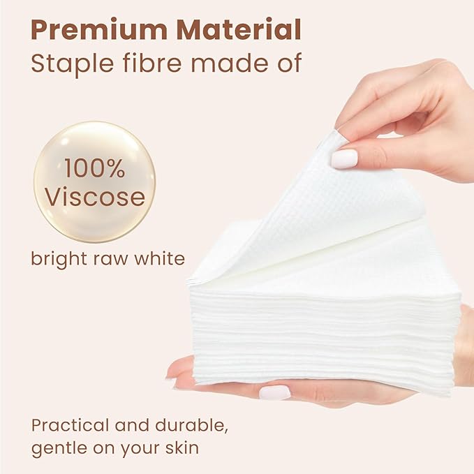 Solurié Disposable Face Towels 10”×12” XL – 50 Count, 100% Viscose Ultra-Soft Dry Wipes, Lint-Free, Thick & Tear-Resistant Face Cleansing Cloths for Skincare & Makeup Removal