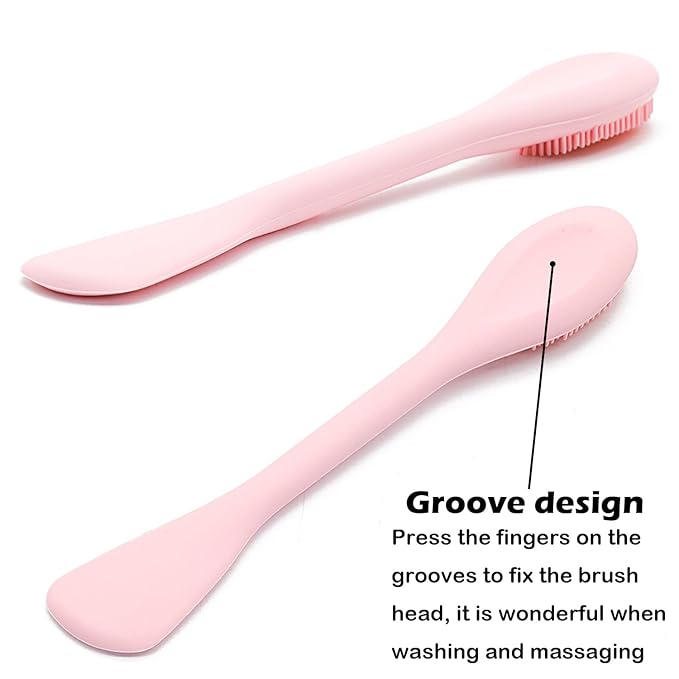 RamPula Facial Cleansing Brush, 2 in 1 Silicone Face Mask Brush & Face Scrubber, For Exfoliating, Massaging, Remove Blackheads, Makeup Skincare Removal, Applicator for Mud, Clay, Body Lotion, DIY Mask
