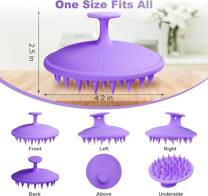 Meartchy Silicone Scalp Massager Shampoo Brush, Scalp Scrubber for Hair Growth (Purple)