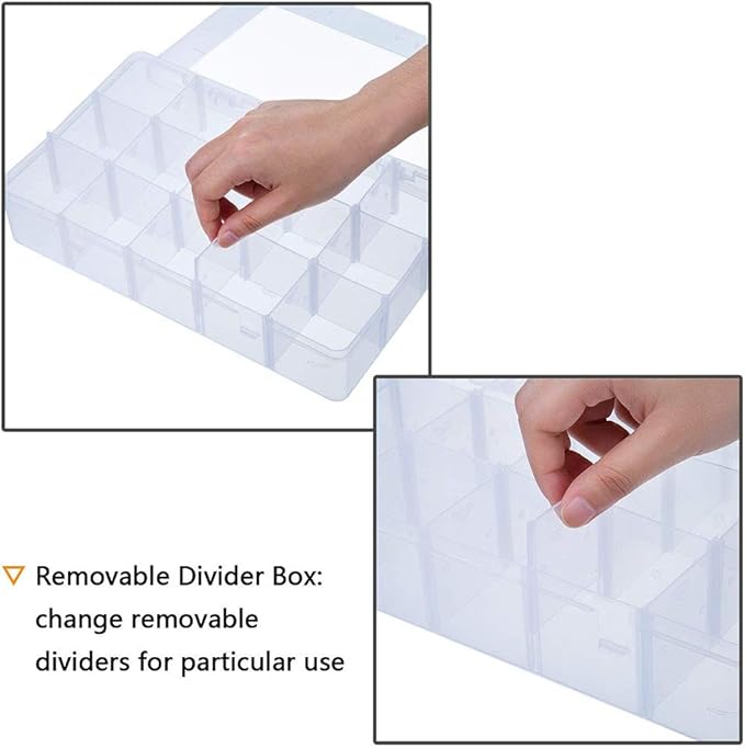 Nail Tip False Empty Tips Organizer Storage Box with 15 Number Spaces Storage Case Container Nail Plastic Grid Box for Fingernail Crystal Jewelry Accessories (White)