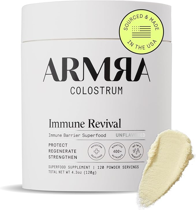 ARMRA Colostrum Powder | Unflavored | Gut Health & Bloating | Skin & Hair | Immunity | Keto, Gluten & Fat-Free | 120 Servings