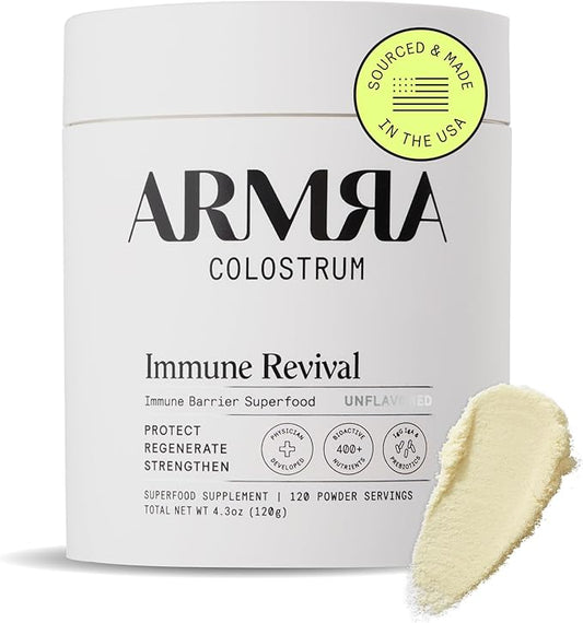 ARMRA Colostrum Powder | Unflavored | Gut Health & Bloating | Skin & Hair | Immunity | Keto, Gluten & Fat-Free | 120 Servings