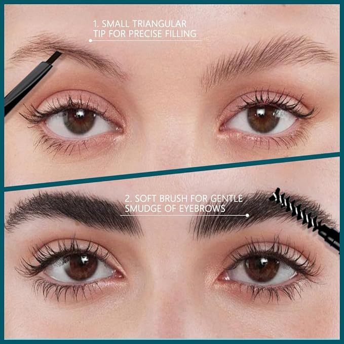 5 Pcs Eyebrow Pencils for Women, Waterproof Professional Makeup Micro Brow Pencil, Black Brow Kit with Eyebrow Brush, Ultra-Fine Mechanical Pencil, Vegan&Cruelty-Free (C01#Black)