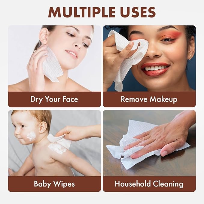 taktick Disposable Face Towels, 50 Count Ultra Soft Facial Towels for Gentle Cleansing, Face Cloths for Washing Face, Ideal Face Towels for All Skin Types, Perfect for Home and Travel, White