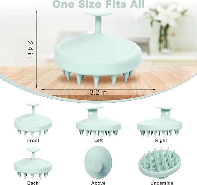 Meartchy Silicone Scalp Massager, Scalp Scrubber for Hair Growth with Soft Bristles, Scalp Exfoliator Brush Dandruff Removal Shampoo Brush for Wet Dry Scalp Care (Mint Green)