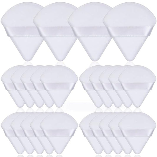 Thrilez 20pcs Triangle Powder Puff, Loose Powder Puffs Makeup Puff for Face Powder, Setting Powder Puff for Make Up, Face Puff Pads for Press Powder, Sponge Powder Applicator for Face and Eye (White)