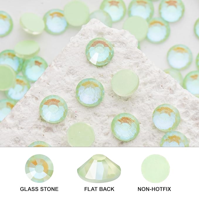 Novani 3000 Pieces Flatback Rhinestones Glass Round Gems F-Lt.Green Crystals for Nail Art DIY Crafts Clothes Shoes,SS10,2.7-2.9mm