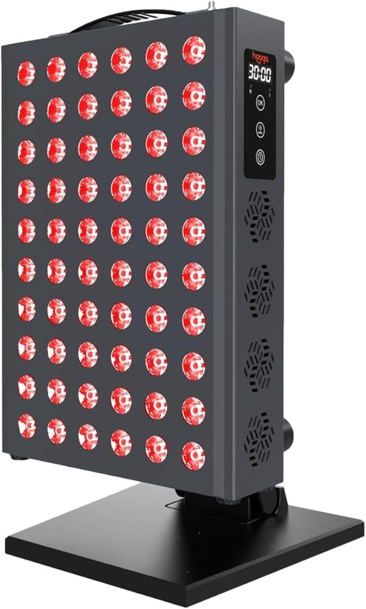 Hooga Red Light Therapy Panel for Face and Body, Red & Near Infrared LED Light with Timer and Stand, 60 High-Efficiency Low-Level LEDs (<5 mW), Flicker-Free Wellness and Recovery Device – PRO300