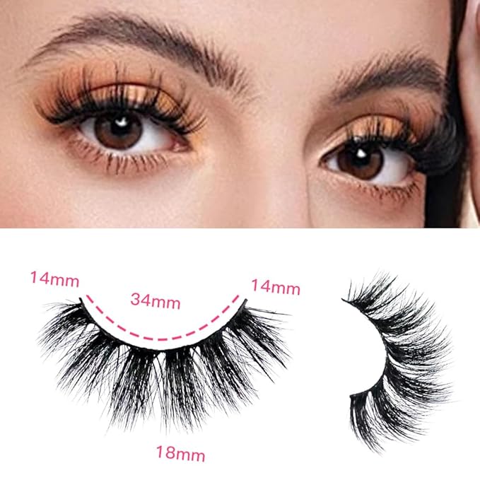 False Eyelashes 48 Pairs Faux Mink Lashes 14mm Wispy Lashes 3D Fluffy Cat Eye Lashes Pack Bulk Wholesale Strip Lashes(style 48-034)