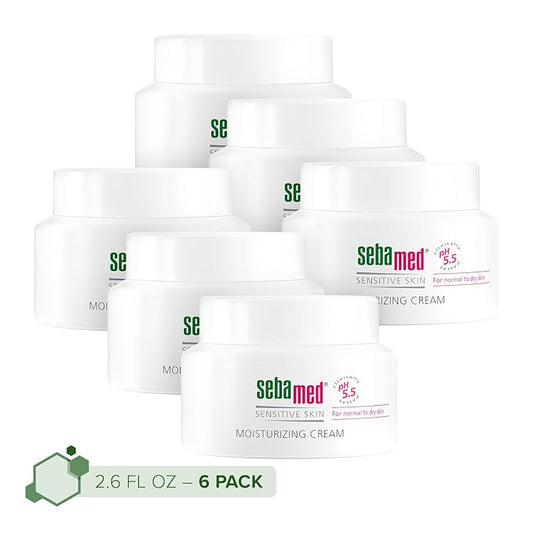 SEBAMED Moisturizing Face Cream for Sensitive Skin Antioxidant pH 5.5 Vitamin E Hypoallergenic 2.6 Fluid Ounces (75mL) Ultra Hydrating Dermatologist Recommended Moisturizer (Pack of 6)