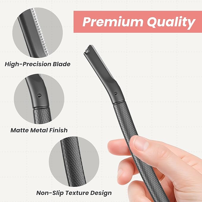 Phafaloop Facial Razor for Women with 20 Refill Blades, Eyebrow Razor and Dermaplaning Tool for Face Exfoliation & Peach Fuzz Removal, Precision Eyebrow Trimmer with Reusable Metal Handle – Black