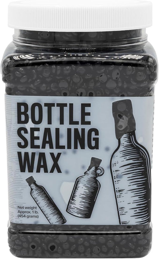 Blended Waxes, Inc. Bottle Sealing Wax Beads, Premium Pastille Wax Seal Beads For Wine, Beer, and Liquor Bottle Closure, Seals Between 25-30 Bottles, 1 lb, Gloss Black
