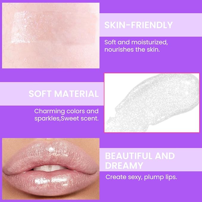Hxssll Glitter Liquid Lip Gloss,Nude Shimmer Lipstick, Waterproof Shimmer Lip Stain Lip Glaze, High Shine Long Lasting Shiny Lip Color Makeup 01#