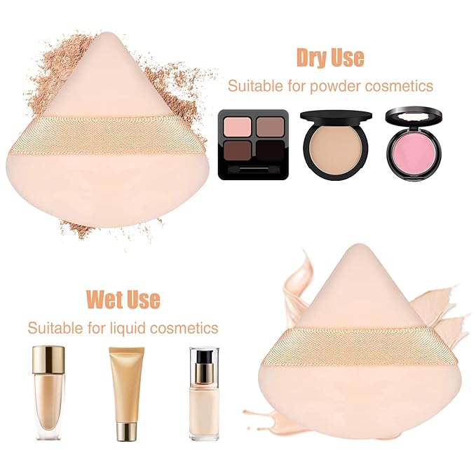 Pimoys 6 Pieces Powder Puff Face Triangle Makeup Sponge Soft Powder Puffs for Loose Powder Foundation Sponge Setting Powder Puff Makeup Tool, Valentines Day Gifts for Women
