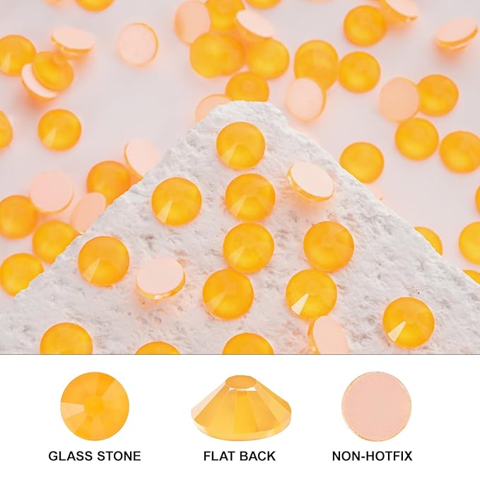 Novani 3000 Pieces Flatback Rhinestones Glass Round Gems Neon-Orange Crystals for Nail Art DIY Crafts Clothes Shoes,SS6,1.9-2.0mm