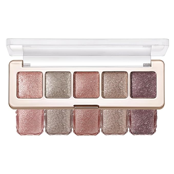 High Pigment Glitter Shimmer Eyeshadow Palette–Sparkly Metallic Eye Makeup in Rose Quartz, Silver Champagne, Coral Pink, Taupe Gold&Plum Silver Shades, Long-Lasting Festival Party Eye Glitter Palette
