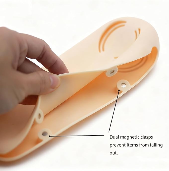TacoMynxify Magnetic Silicone Makeup Brush Holder – Portable Cosmetic Brush Organizer Case, Travel Makeup Tool Storage for Purse, Bag & Beauty Essentials (Apricot)