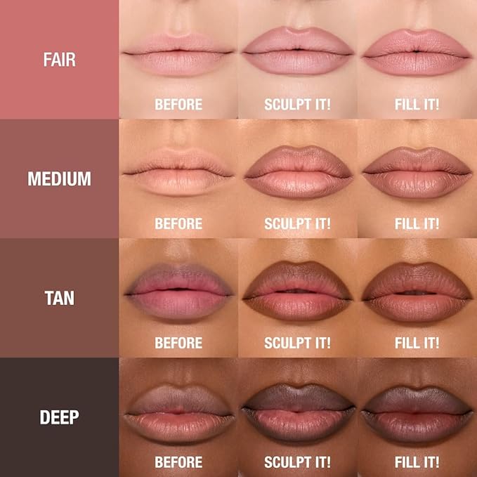 Charlotte Tilbury Lip Cheat Contour Duo - Dual-Sided Lip Liner Pencil to Sculpt & Fill for an Easy Contour Effect - Helps Prevent Lipstick Feathering - Tan