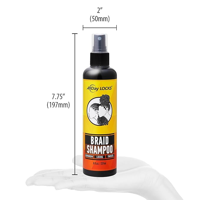 AllDay Locks Braid Foam - Long Lasting Mousse for Style & Shine, Braiding Foam for Women & Men, Sets & Seals for Easy Styling, Textured Haircare & Styling Protection - 8 oz Bottle (Braid Shampoo)
