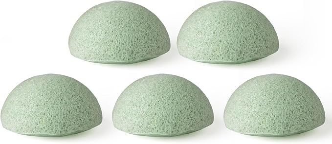 J&L Naturals Konjac Sponge | Exfoliating Face & Body Sponge for All Skin Types | Gentle Scrub | Cruelty Free, Vegan, Natural, Sustainable (Aloe Vera (for Dry Skin), 5-Pack Bundle)