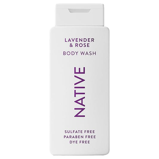 Native Body Wash Contains Naturally Derived Ingredients | For Women & Men, Sulfate, Paraben, & Dye Free Leaving Skin Soft and Hydrated | Lavender & Rose 18 oz - 2 Pk
