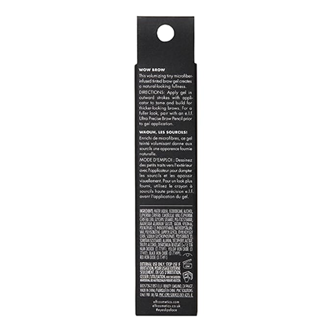 e.l.f. Wow Brow Gel, Volumizing, Buildable, Wax-Gel Hybrid, Creates Full, Voluminous-Looking Brows, Locks Brow Hairs In Place, Deep Brown