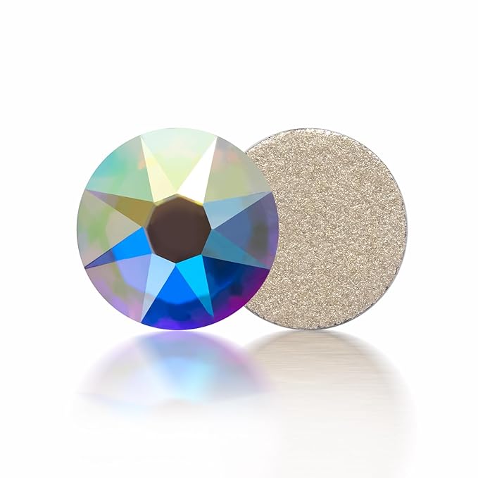 Meibite Crystal AB Flatback Rhinestones, Glass Rhinestones for Nail Art and Craft, Glue Fix, Loose Crystal Gemstones(Crystal AB, SS8, 1440pcs, 2.3-2.5mm)