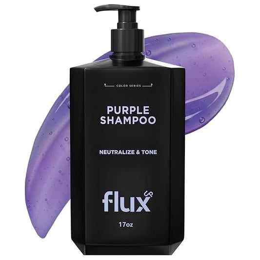 FLUX UP Purple Shampoo for Blonde Hair Women & Men – Blonde & Silver Hair Toning – Sulfate-Free Anti-Brass Purple Shampoo for Blondes, Highlights & Color-Treated Strands – 17 fl oz