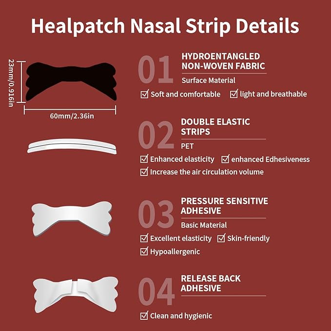 Nasal Strips for Snoring & Breathing Relief | Nose Tape for Nasal Congestion Relief | Effective Nose Strips to Open Airway, Improve Sleep & Anti Snoring (Black-30 Packs)
