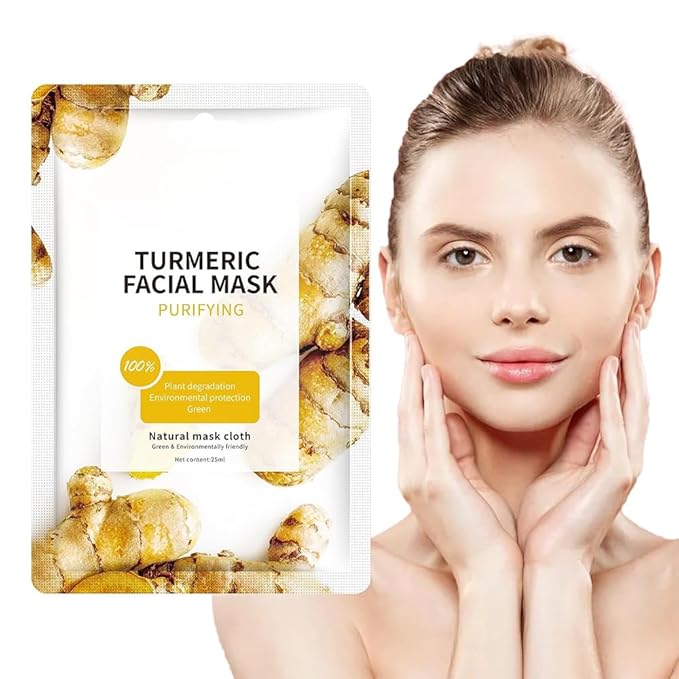 15 Sheets Face Mask Skin Care, Deep Moisturizing Hydrating Facial Masks, Turmeric Face Mask for Sensitive Skin, Facial Mask Sheet for Breakouts, Hydrate and Soothe for All Skin Types