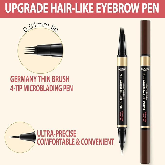 Eyebrow Pencil Kit, with Microblading Eyebrow Pen, Eyebrow Gel, Eyeliner, Eyebrow Brush, Eyebrow Pencils for Women, Waterproof, Smudge Proof, Long Lasting Makeup Formula - Black Brown