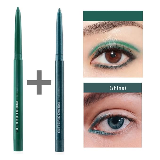 eyeliner pencil retractable eyeliner creamy pigmented smudge proof eye liner pen Green & Shimmer Green