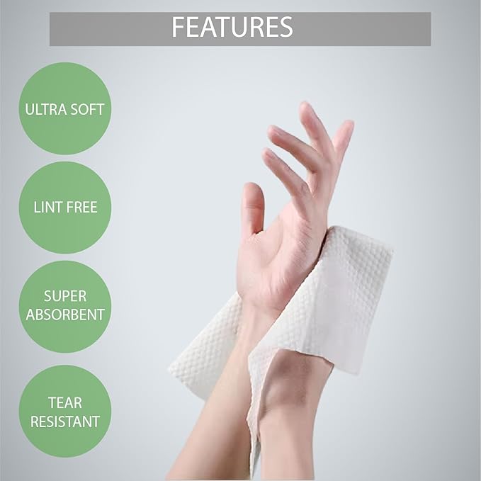 Disposable Face Towels, Ultrasoft & Super Strong, Biodegradable & Reusable Cleansing Wipes, Makeup Remover Wipes, Disposable Clean Towel, 10x12in, New Twin Pack 100 Count (Pack of 2)